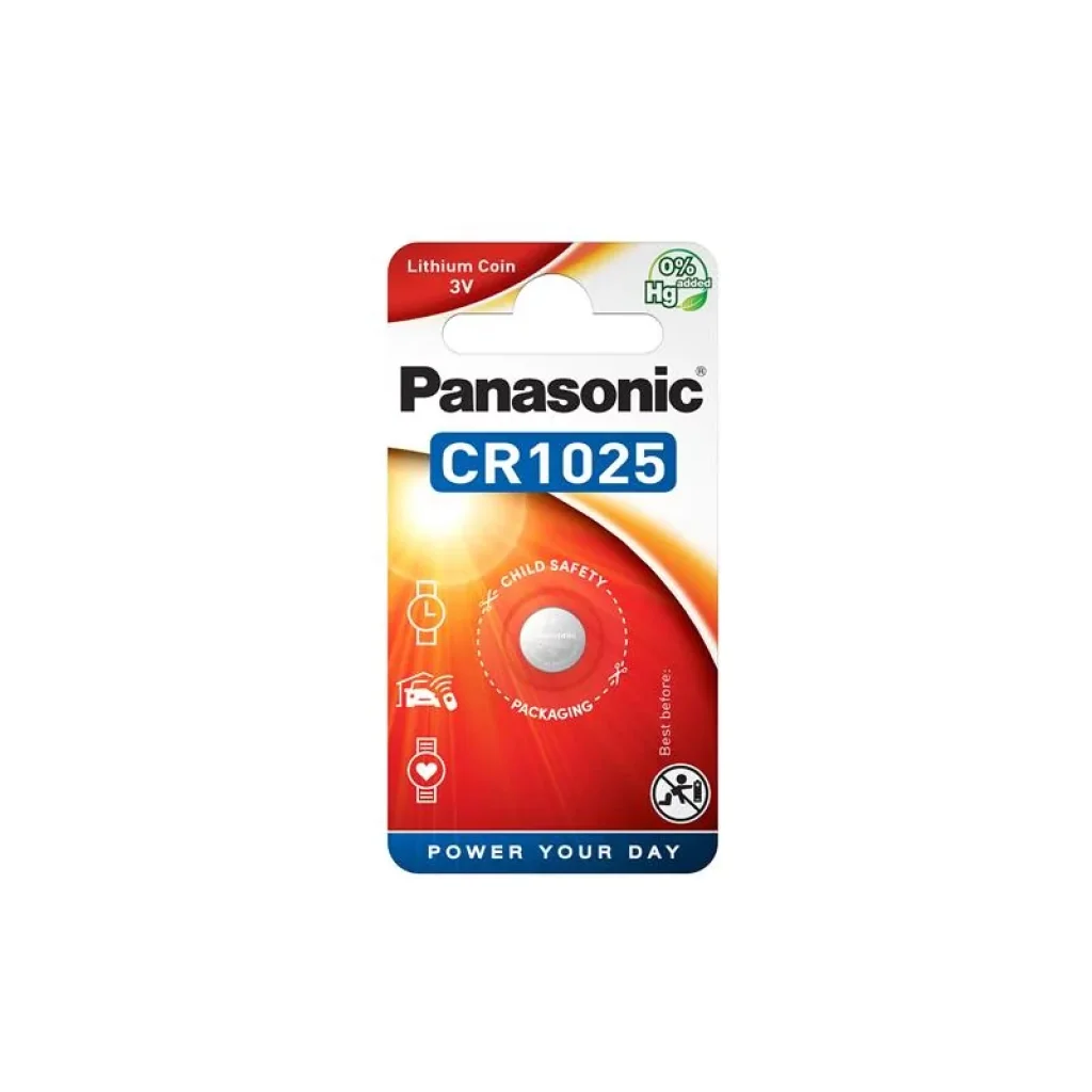 Батарейка Panasonic літієва CR1025 блістер, 1 шт., CR-1025EL/1B UA